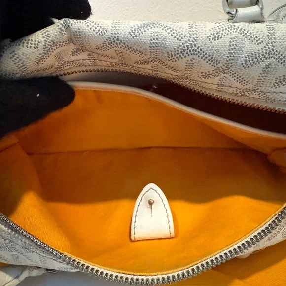 Authentic Authentic Goyard White Leather Goyardine Croisière Boston Duffle Bag - Picture 12 of 16